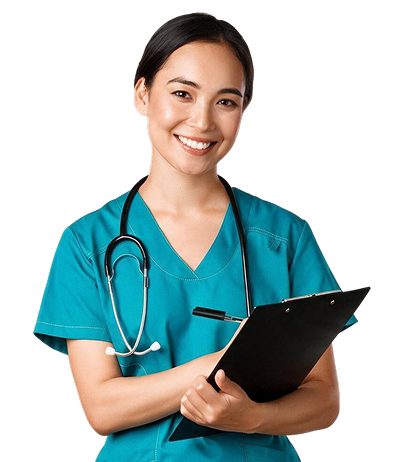 Healthcare professional assisting senior patient